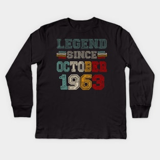 60 Years Old Legend Since October 1963 60th Birthday Kids Long Sleeve T-Shirt